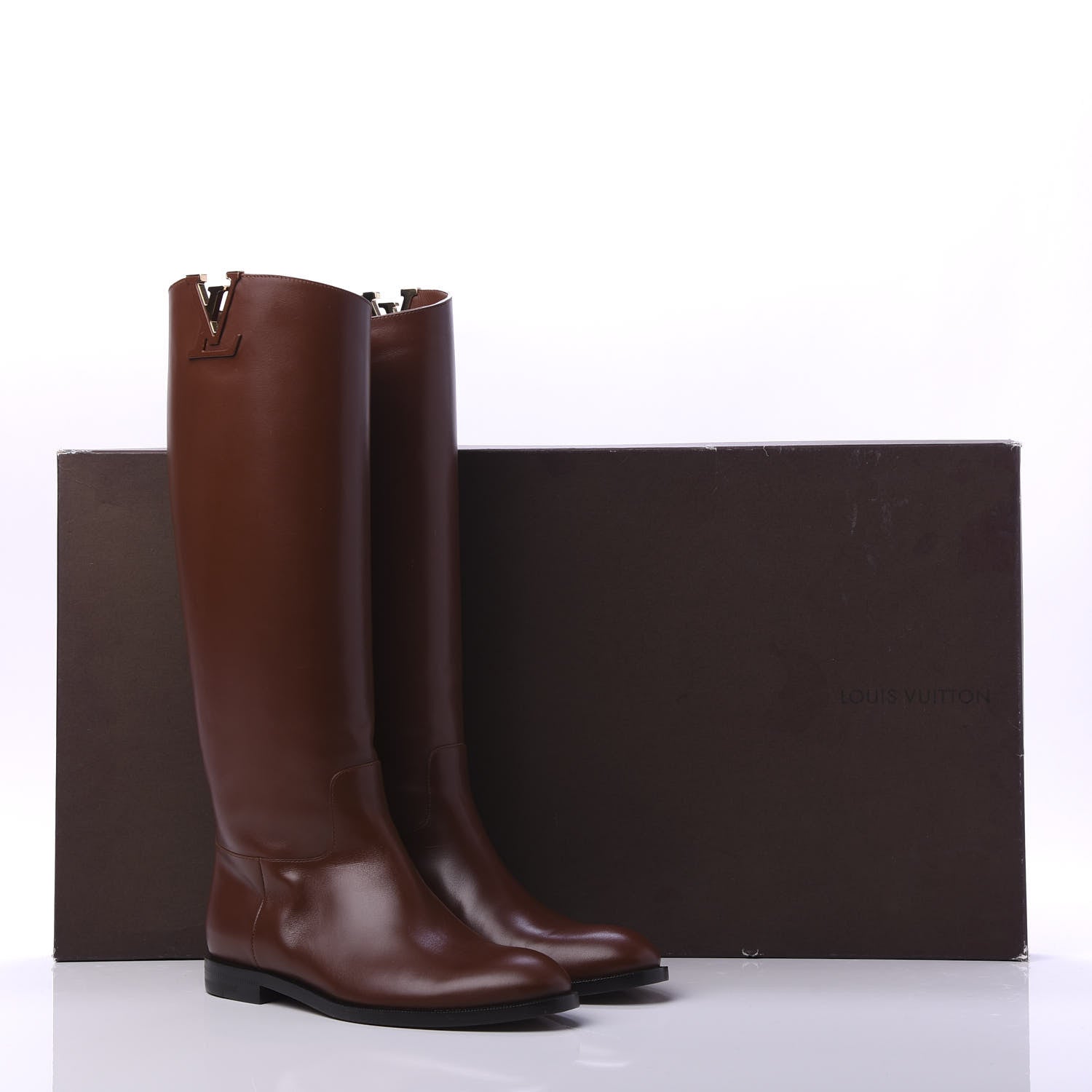 Louis Vuitton Calfskin Heritage Flat High Boots 35.5 Brown 9 of 10