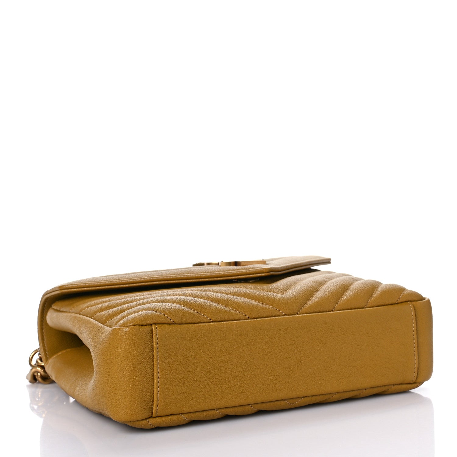 Saint Laurent Sheepskin Matelasse Chevron Monogram Medium College Bag Olive 4 of 11