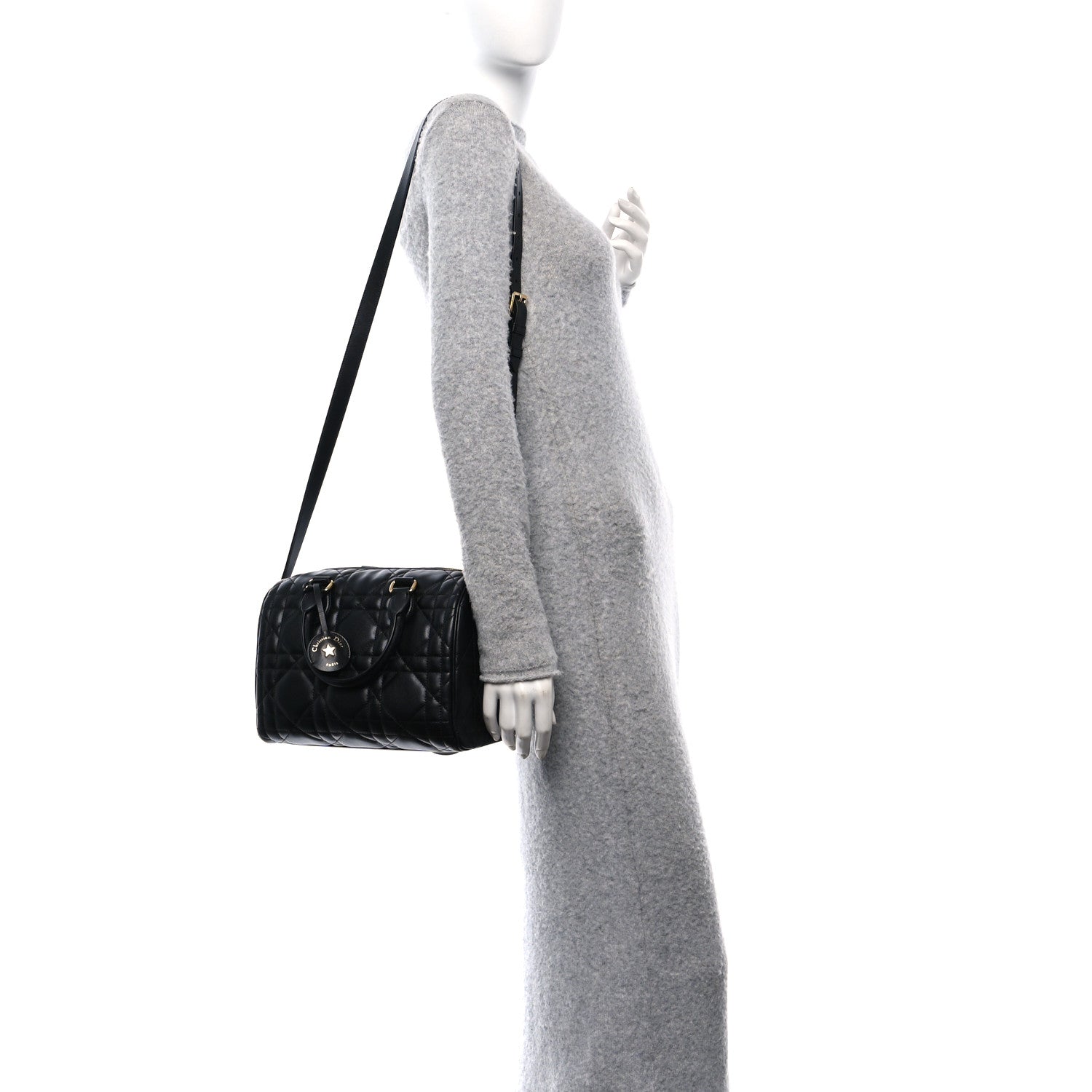 Christian Dior Calfskin Macrocannage Groove 25 Bag Black 2 of 10