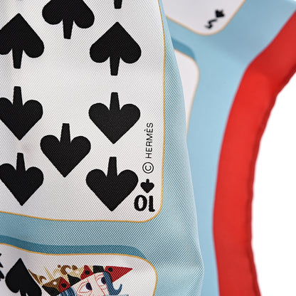 Hermes Silk Jeu de Cartes Scarf 90 Bleu Glacier Rouge Black 6 of 6