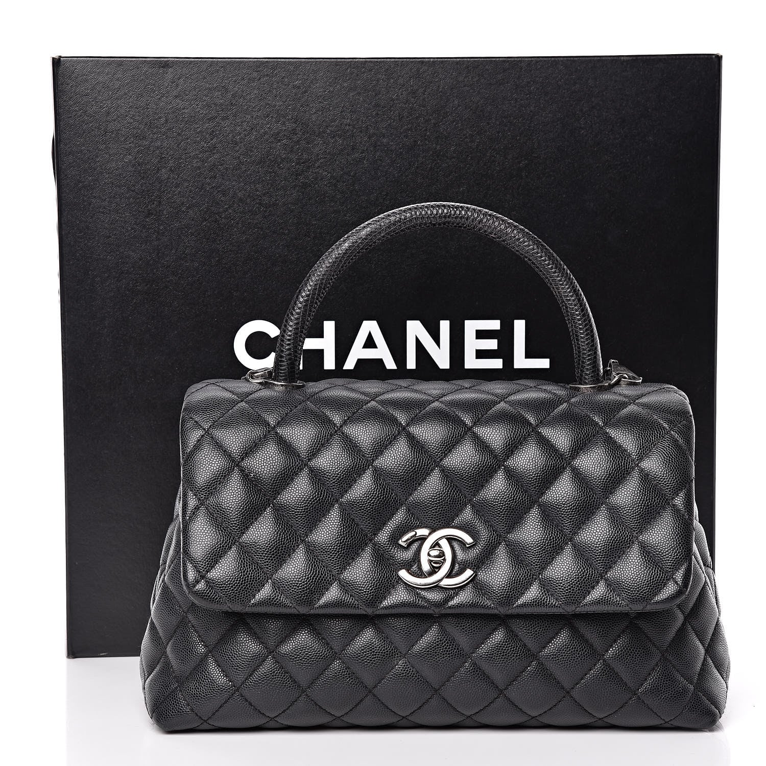 Chanel Caviar Lizard Quilted Small Coco Handle Flap Black 13 of 13