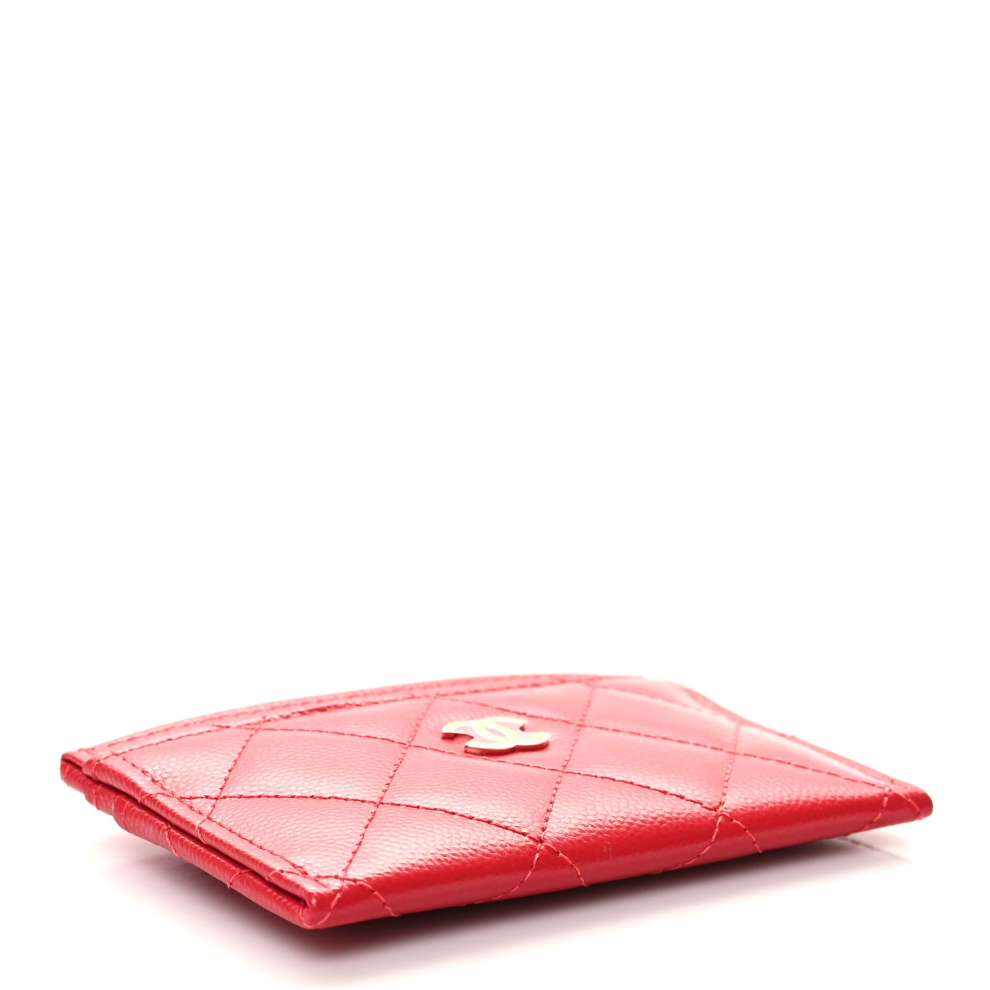 Caviar Quilted Card Holder Red
