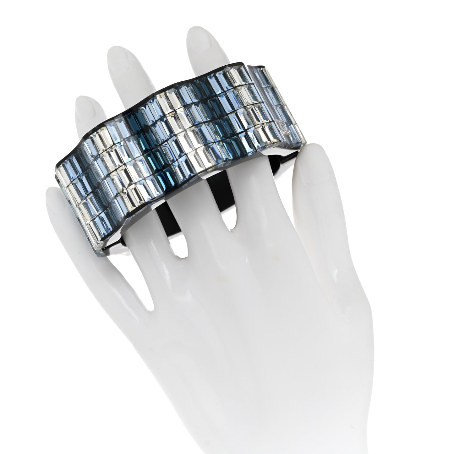 Resin Baguette Crystal CC Cuff Bracelet Black Blue Multicolor