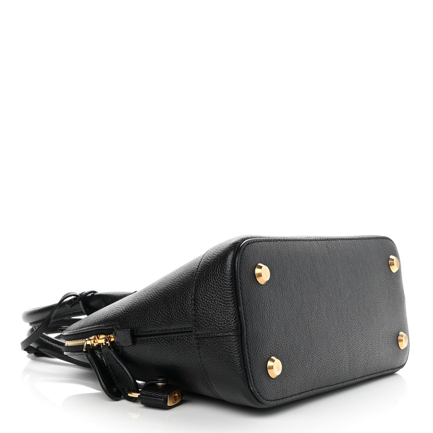 Grained Calfskin Logo S Ville Top Handle Bag Black White