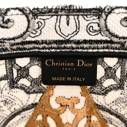 Christian Dior Canvas Embroidered Large Around The World Book Tote Black 6 of 10