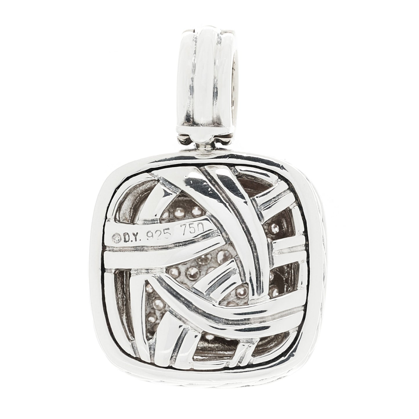 DAVID YURMAN Sterling Silver 18K White Gold Diamond 14mm Albion Pendant