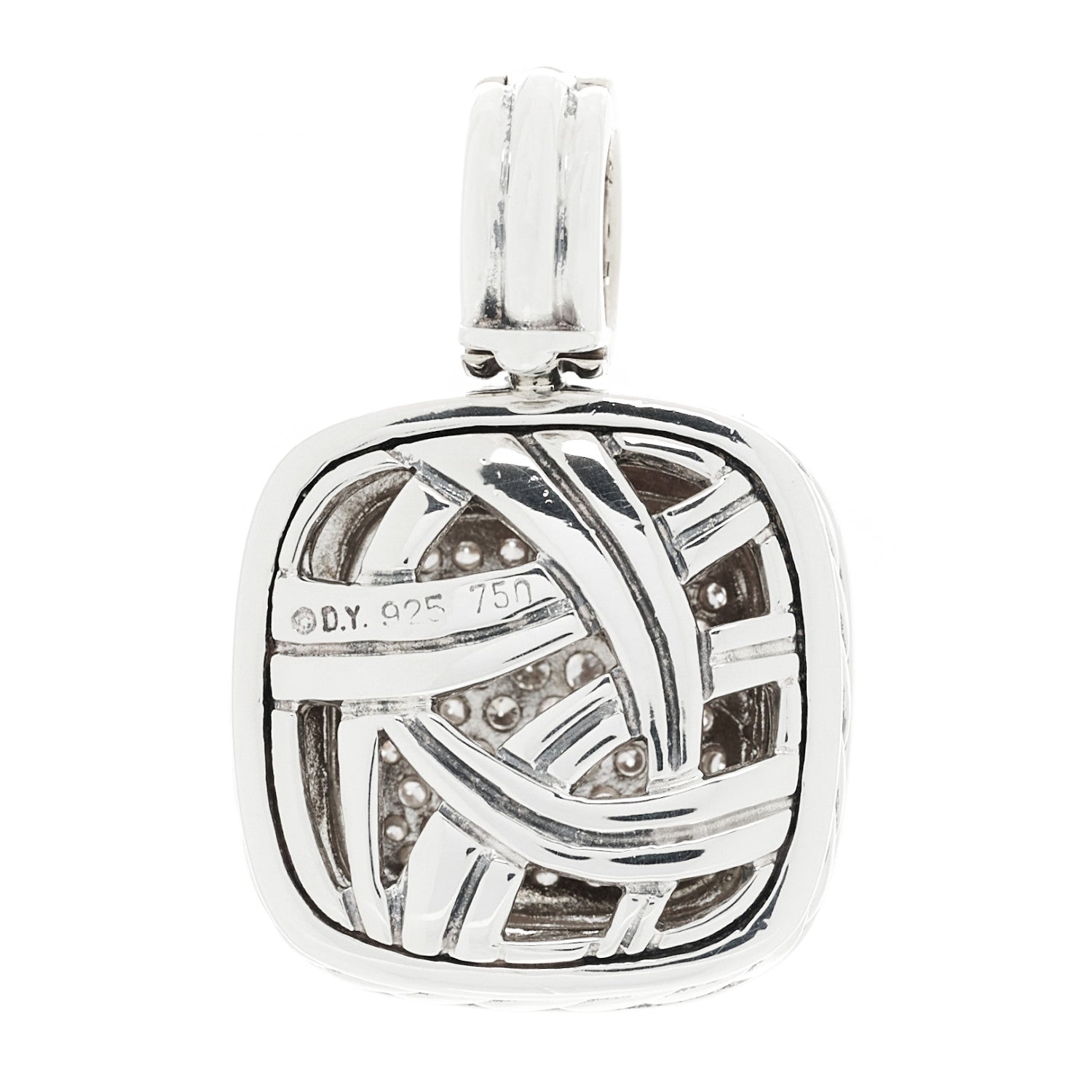 David Yurman DAVID YURMAN Sterling Silver 18K White Gold Diamond 14mm Albion Pendant 3 of 3