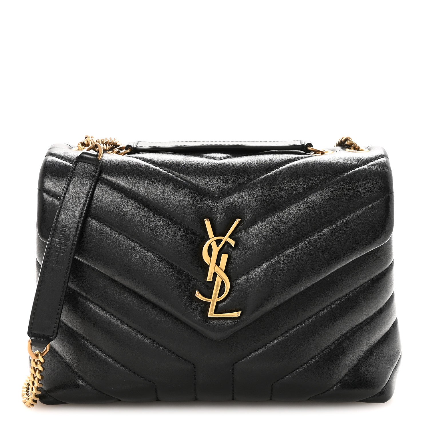 Saint Laurent Calfskin Y Quilted Monogram Small Loulou Chain Satchel Black 1 of 9