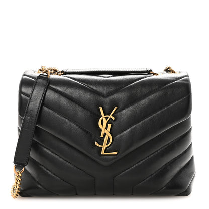 Saint Laurent Calfskin Y Quilted Monogram Small Loulou Chain Satchel Black 1 of 9