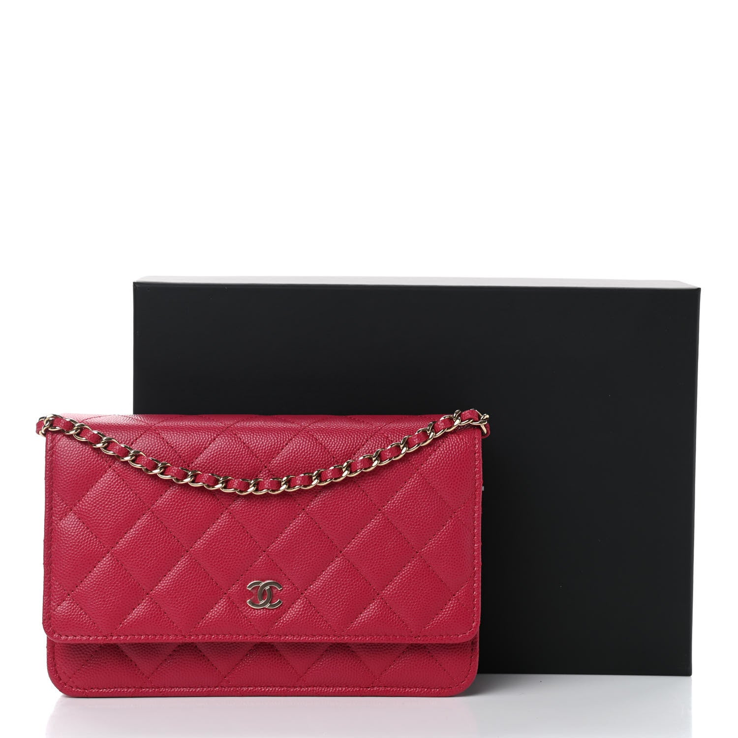 Chanel Caviar Quilted Wallet On Chain WOC Dark Pink 11 of 11