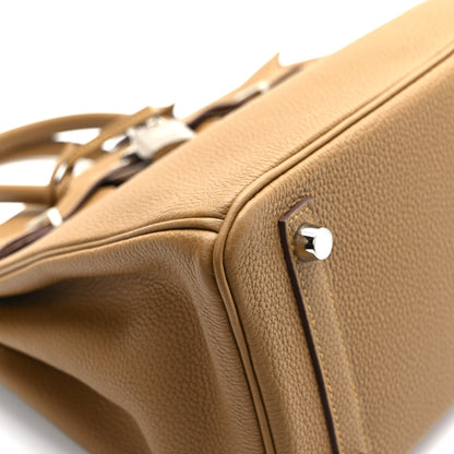 Hermes Togo Verso Birkin 25 Bronze Dore Bleu Brume 8 of 9