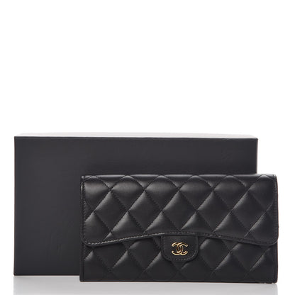 Chanel Lambskin Quilted Large Gusset Flap Wallet Black 9 of 9
