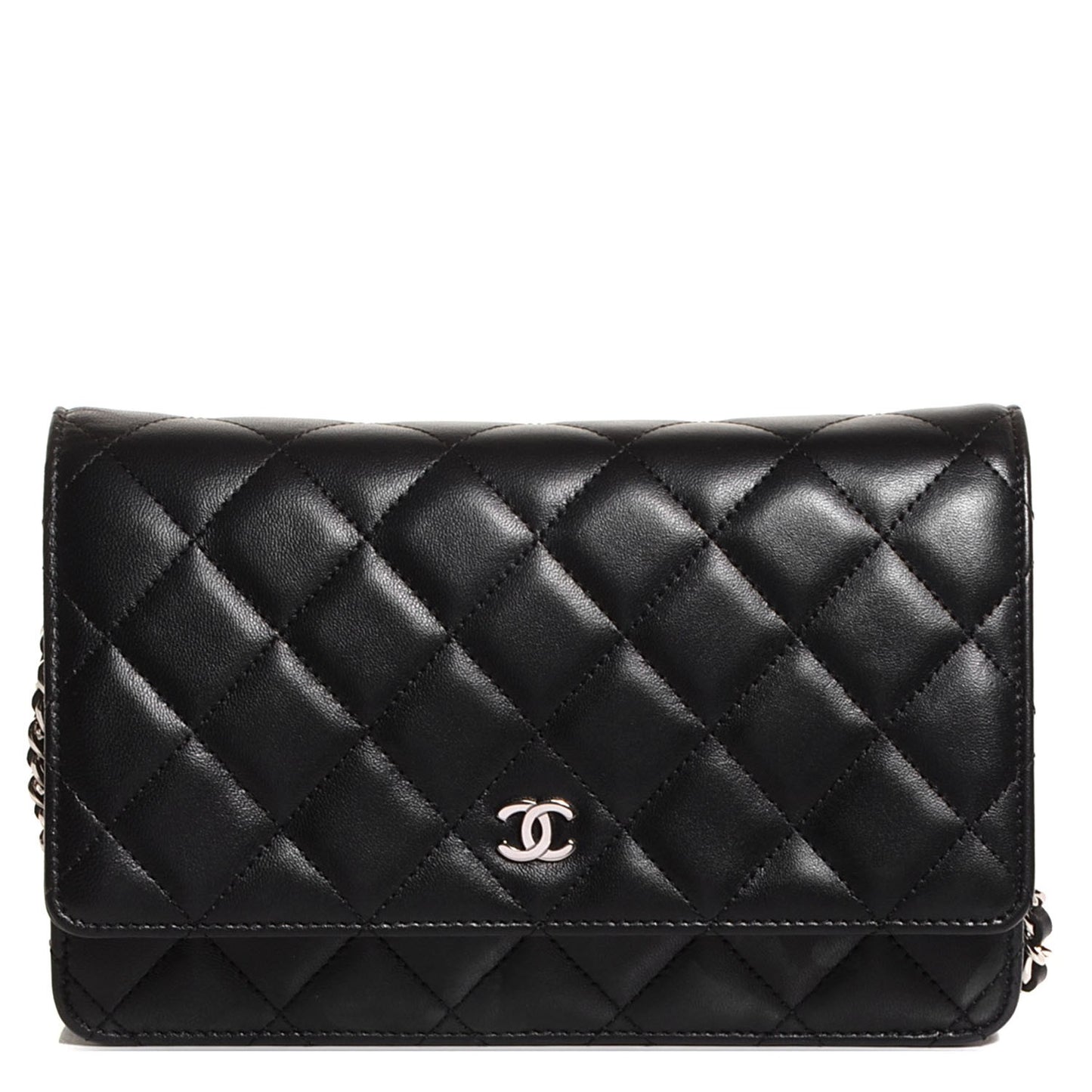 Lambskin Quilted Wallet On Chain WOC Black