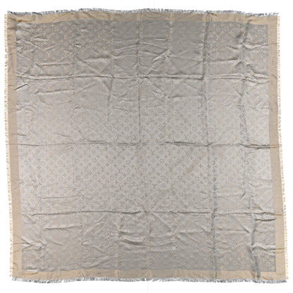 Louis Vuitton Silk Lurex Wool Monogram Shine Shawl Greige 1 of 5
