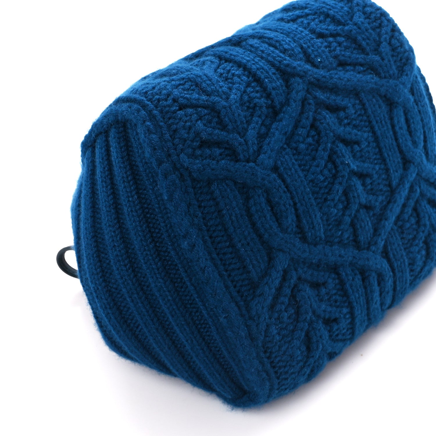 Loro Piana Cashmere Cable Knit Pontaccio Puffy Pouch Clutch Bag Blue 8 of 9