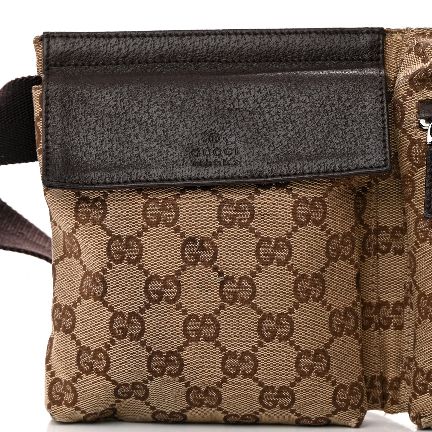 Monogram Double Pocket Belt Bag Dark Brown
