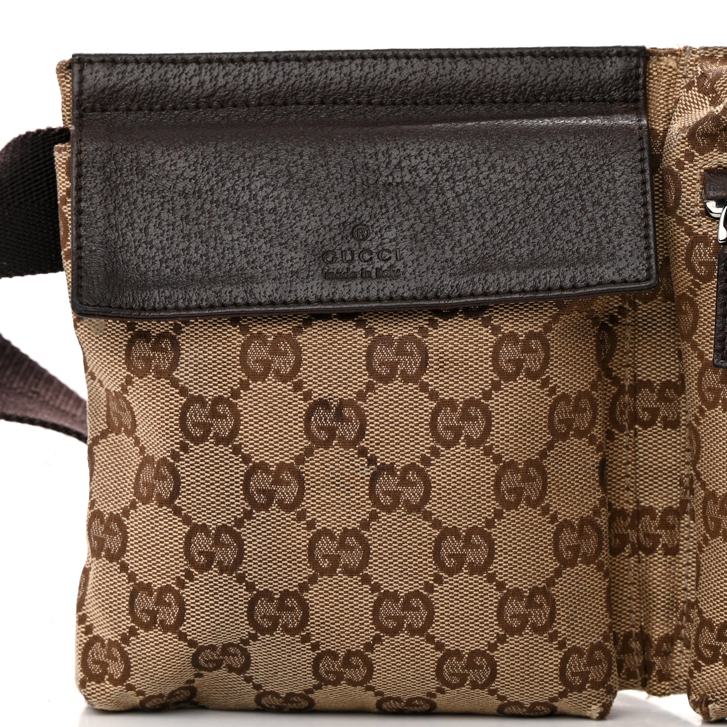 Gucci Monogram Double Pocket Belt Bag Dark Brown 10 of 17