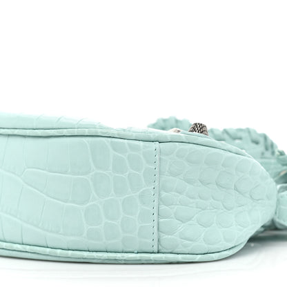 Balenciaga Extra Supple Calfskin Crocodile Embossed Le Cagole Shoulder Bag XS Green Acqua 9 of 9