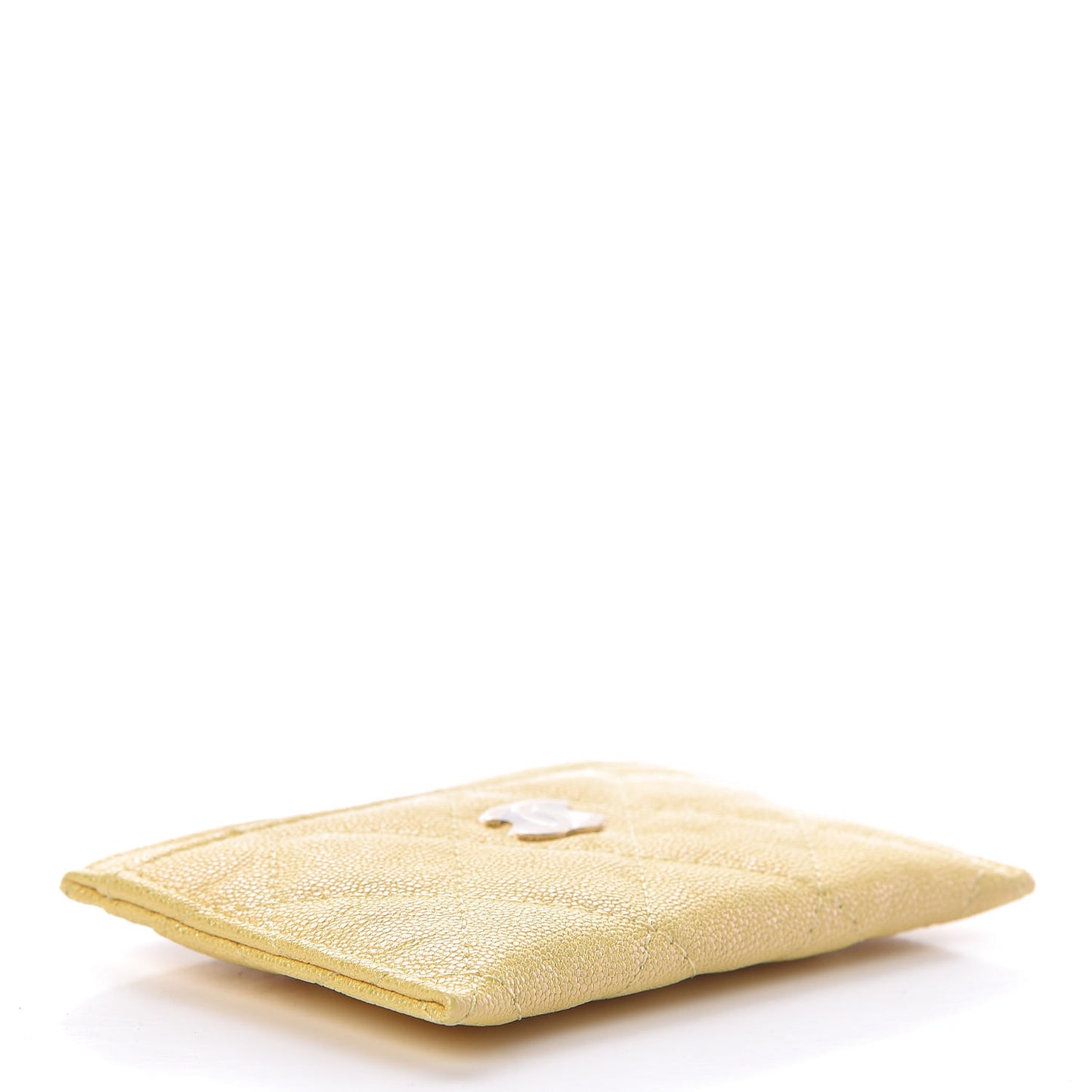 Iridescent Caviar Quilted Card Holder Yellow