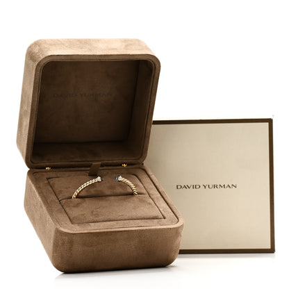 David Yurman 18K Yellow Gold Diamond Aquamarine 4mm Cablespira Bracelet 5 of 5