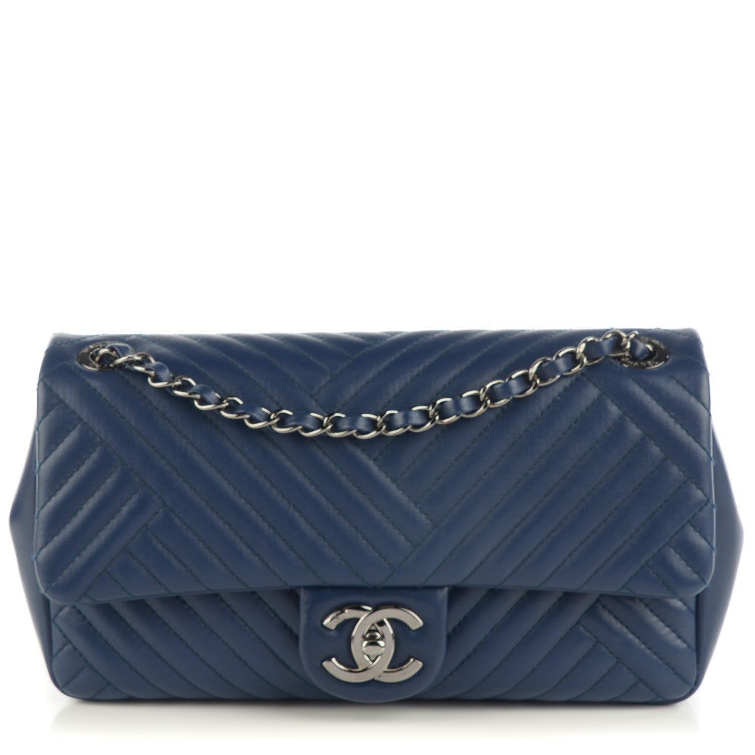 Chanel Lambskin Medium CC Crossing Flap Navy 1 of 8