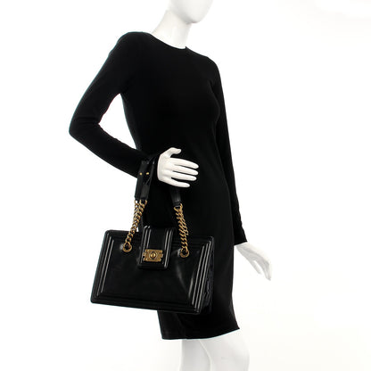 Chanel Glazed Calfskin Boy Tote Black 2 of 7