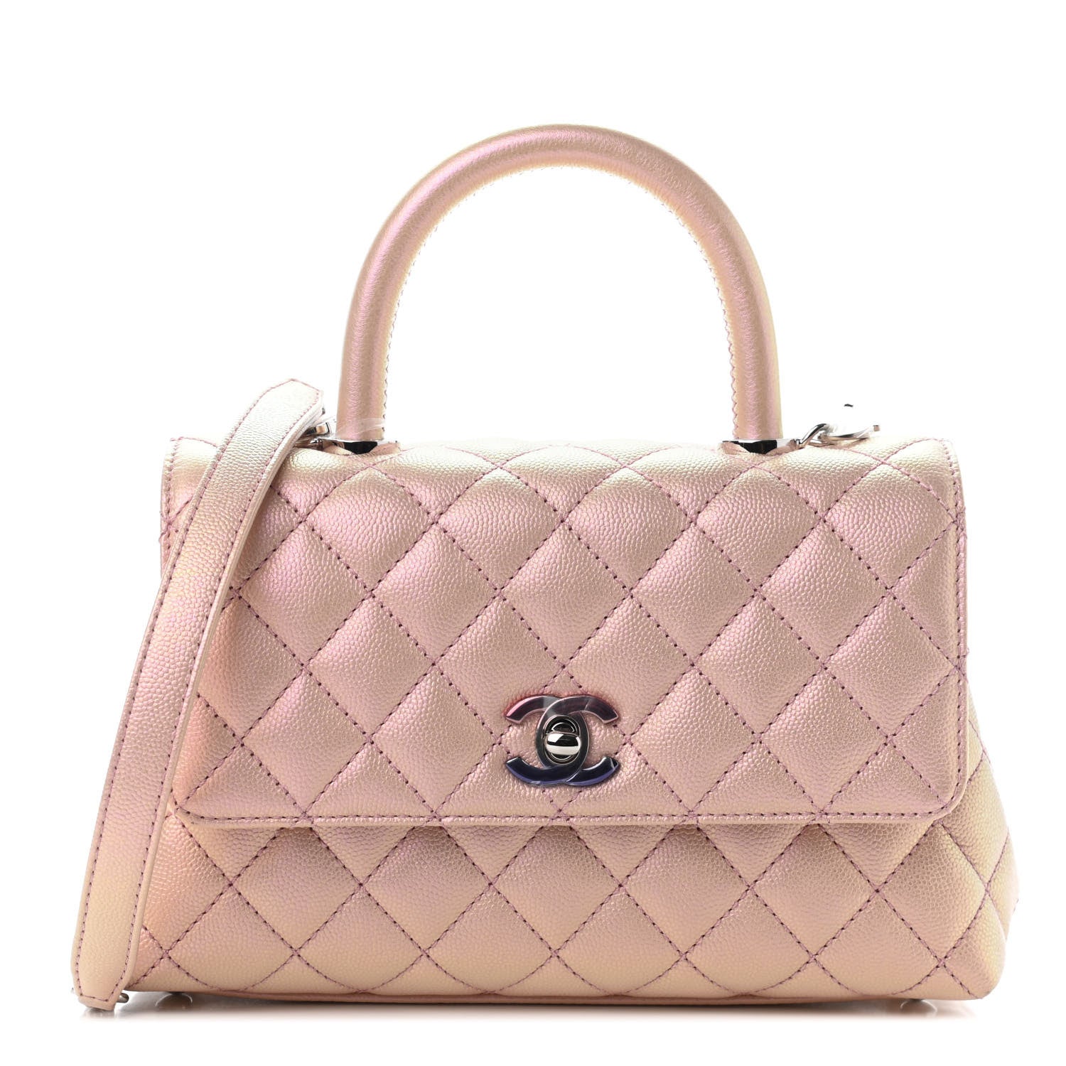 Chanel Iridescent Caviar Quilted Mini Coco Handle Flap Pink 1 of 9