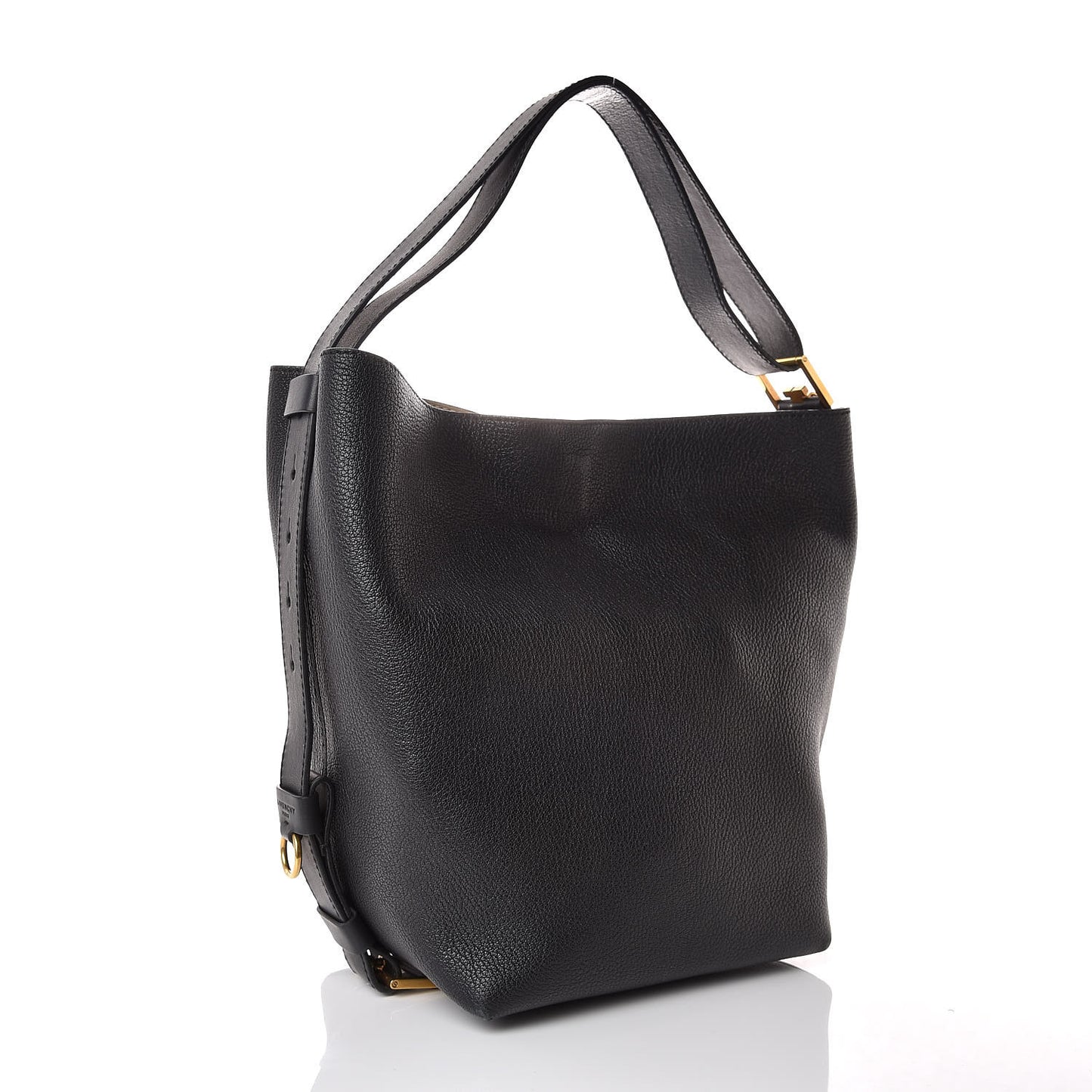 Grained Calfskin GV Bucket Bag Black