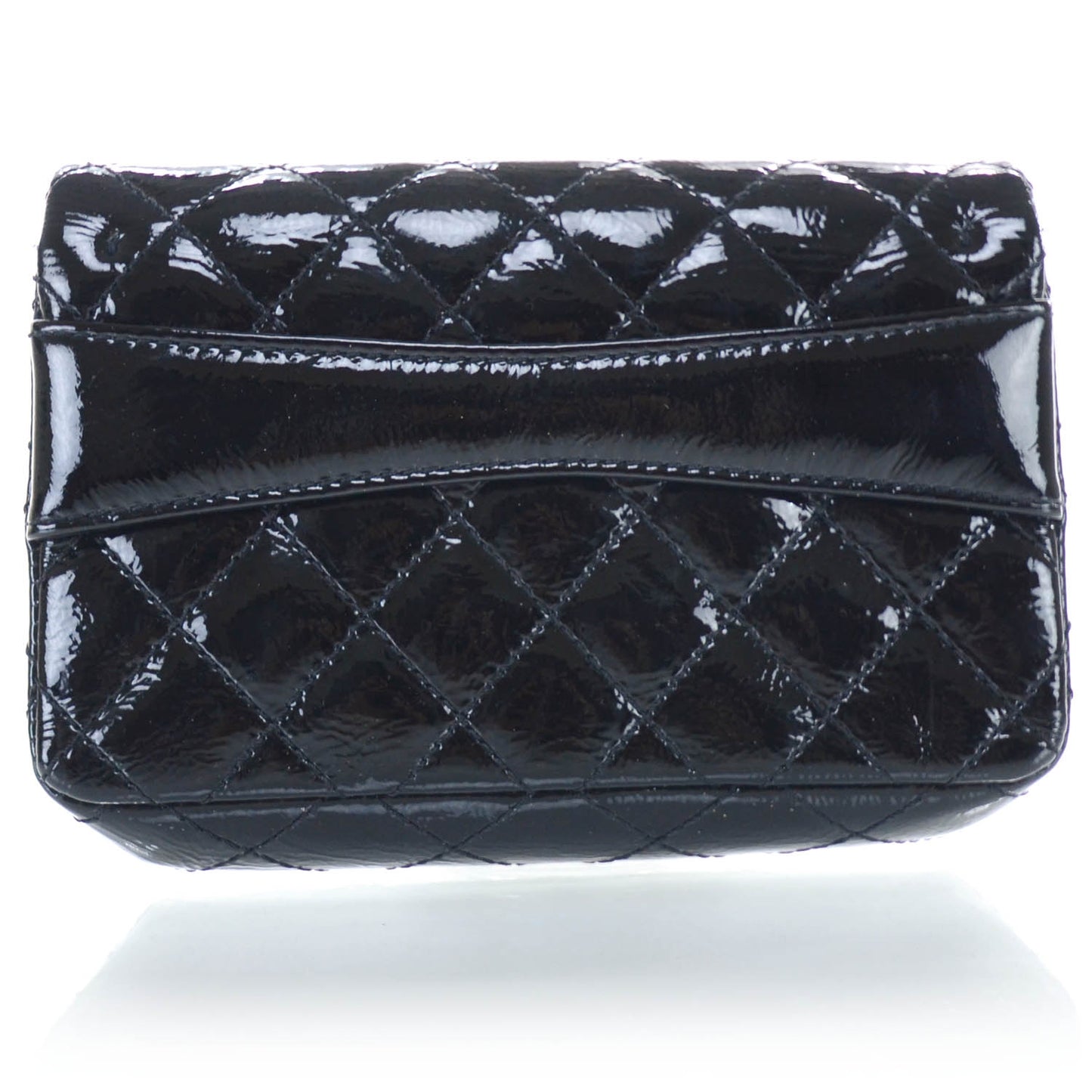Patent Quilted Reissue Flap Clutch Bag Black