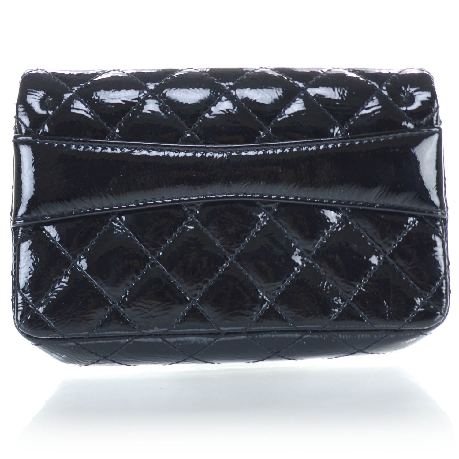 Chanel Patent Quilted Reissue Flap Clutch Bag Black 2 of 11
