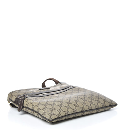 Gucci GG Supreme Monogram Selleria Calfskin Small Flat Side Zip Messenger Bag Beige Ebony Cocoa Dark Chocolate 4 of 23
