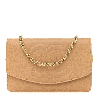 Chanel Caviar Timeless CC Wallet on Chain WOC Beige 1 of 17