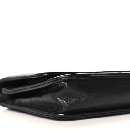 Chanel Lambskin Camellia Embossed Wallet On Chain WOC Black 10 of 13