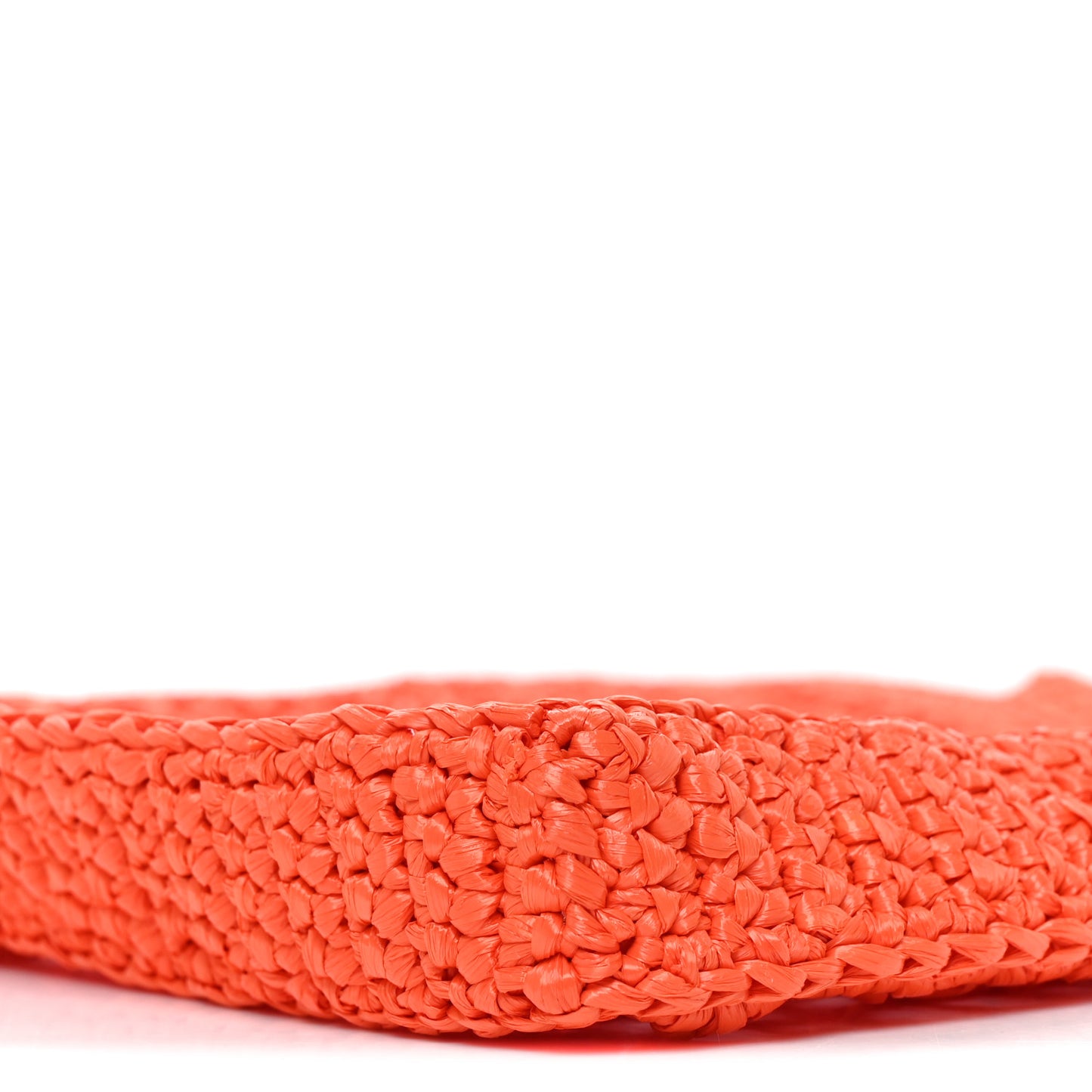 Yarn Raffia Effect Crochet Logo Embroidered Tote Bag Arancio