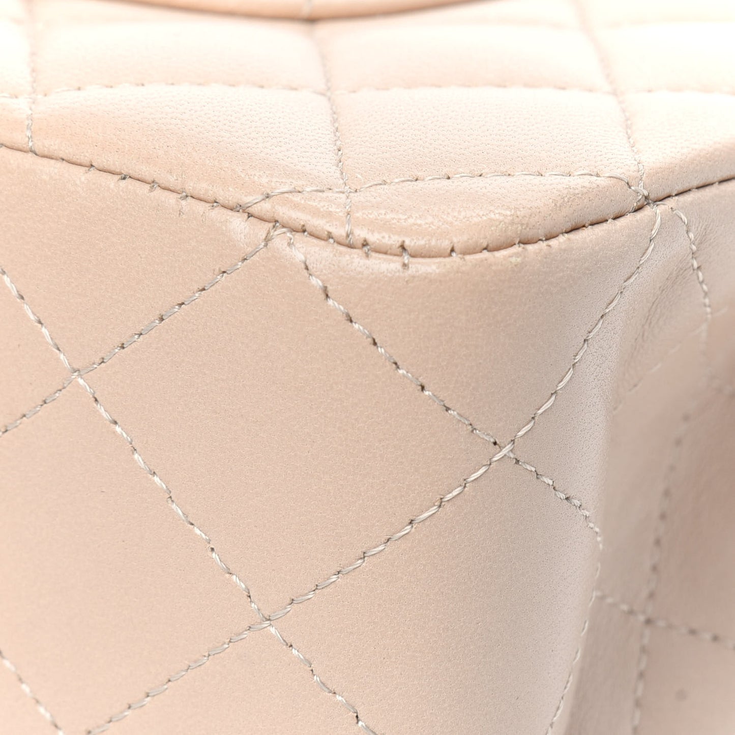 Lambskin Quilted Medium Double Flap Beige