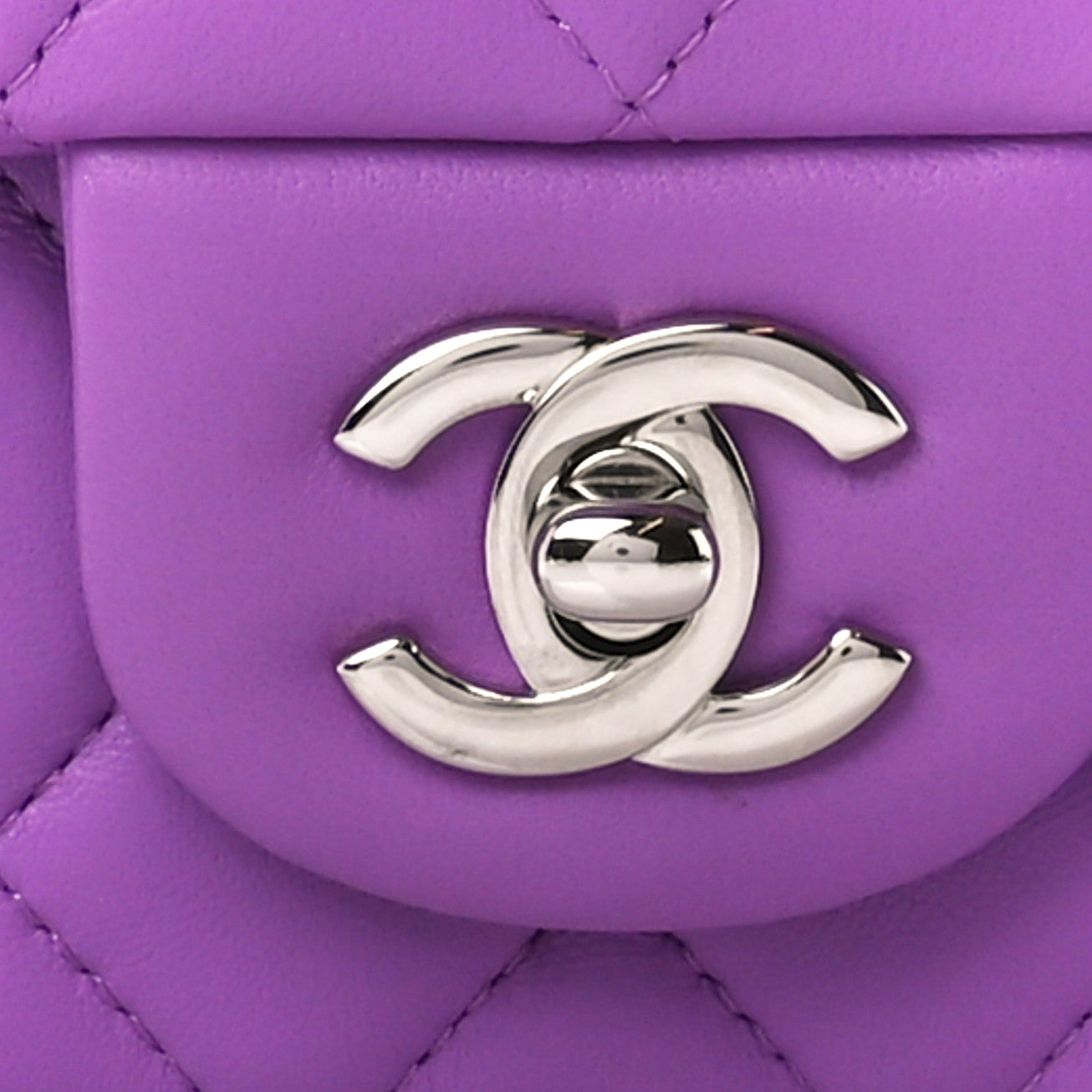 Lambskin Quilted Mini Rectangular Flap Purple