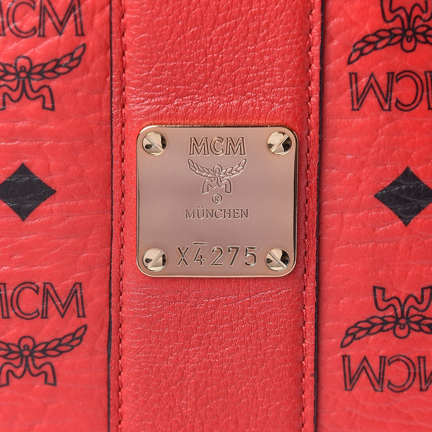 MCM Visetos Medium Liz Reversible Shopper Tote Ruby Red 14 of 14