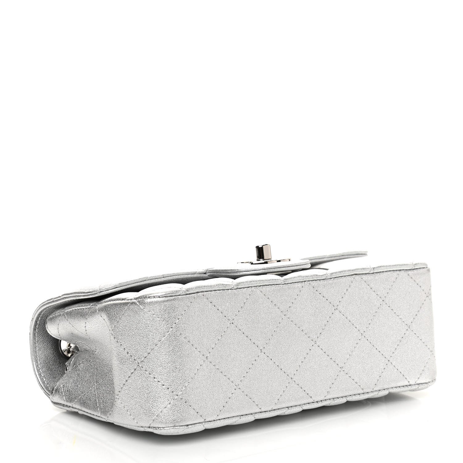 Chanel Metallic Lambskin Quilted Mini Rectangular Flap Silver 4 of 10