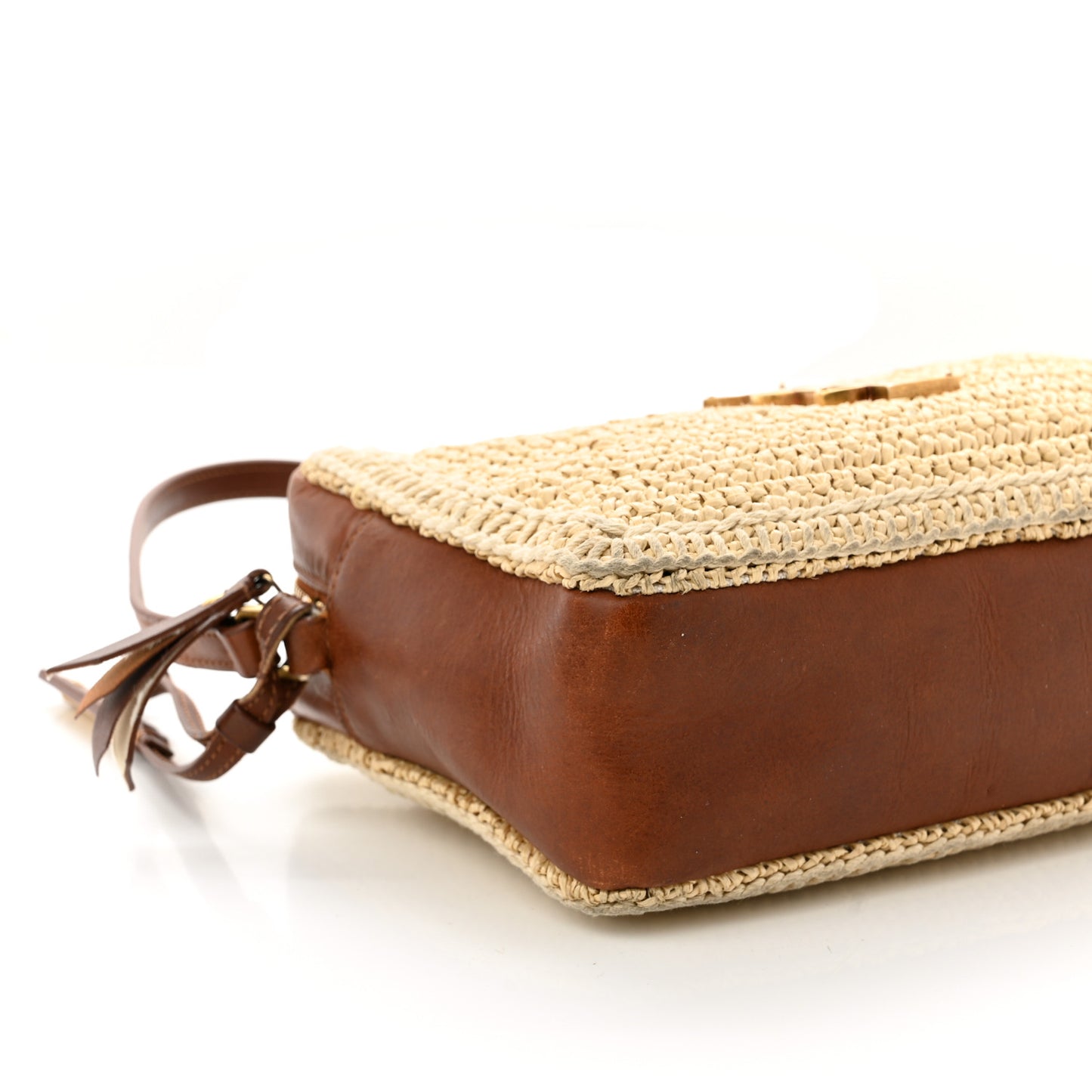 Raffia Canvas Monogram Lou Camera Bag Beige Brown