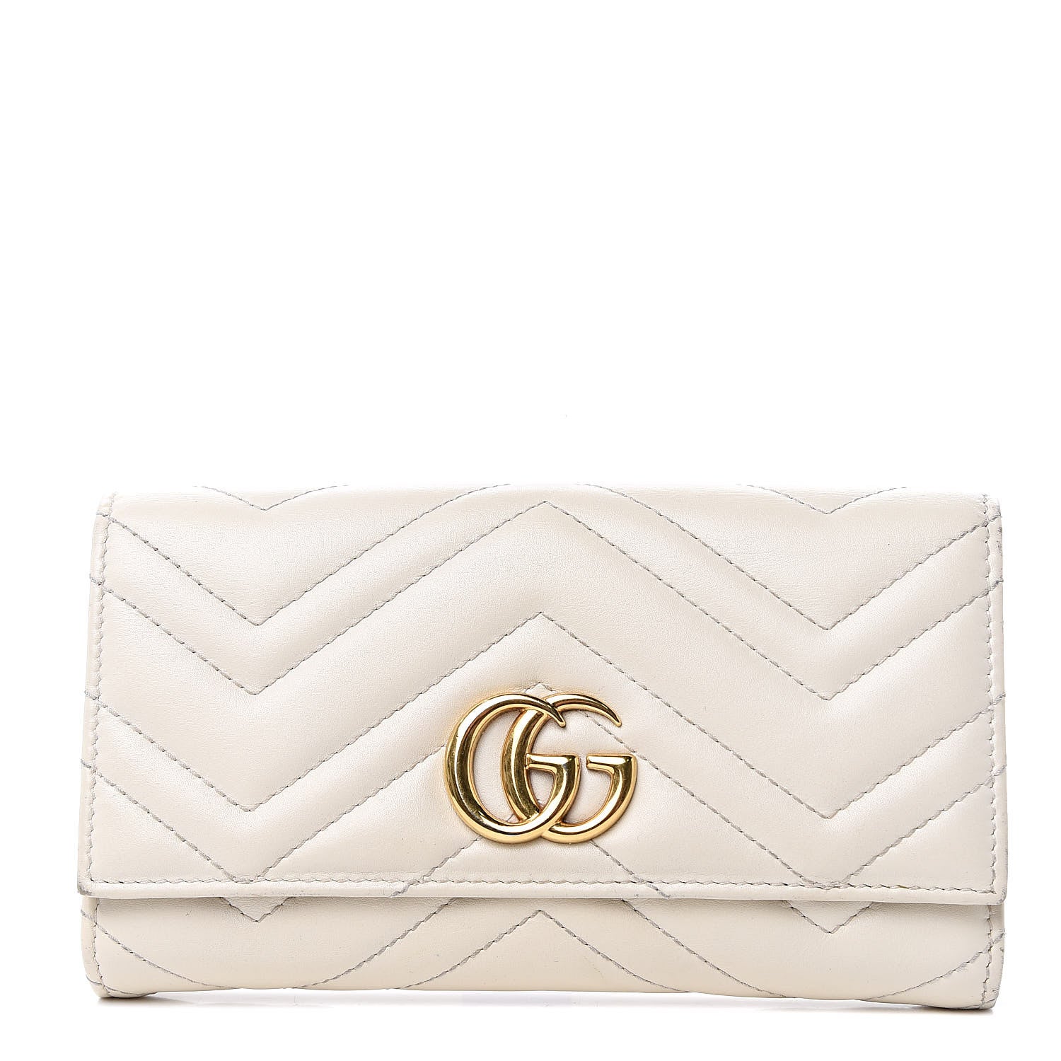 Gucci Calfskin Matelasse GG Marmont Continental Wallet Mystic White 1 of 17