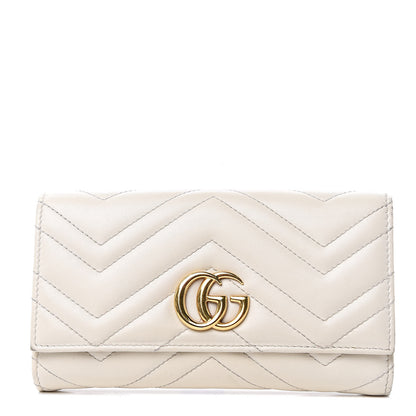 Gucci Calfskin Matelasse GG Marmont Continental Wallet Mystic White 1 of 17