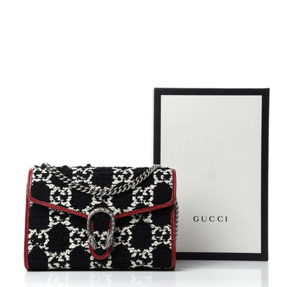 Gucci Tweed GG Monogram Mini Dionysus Chain Wallet Black White Romantic Cherry 11 of 11