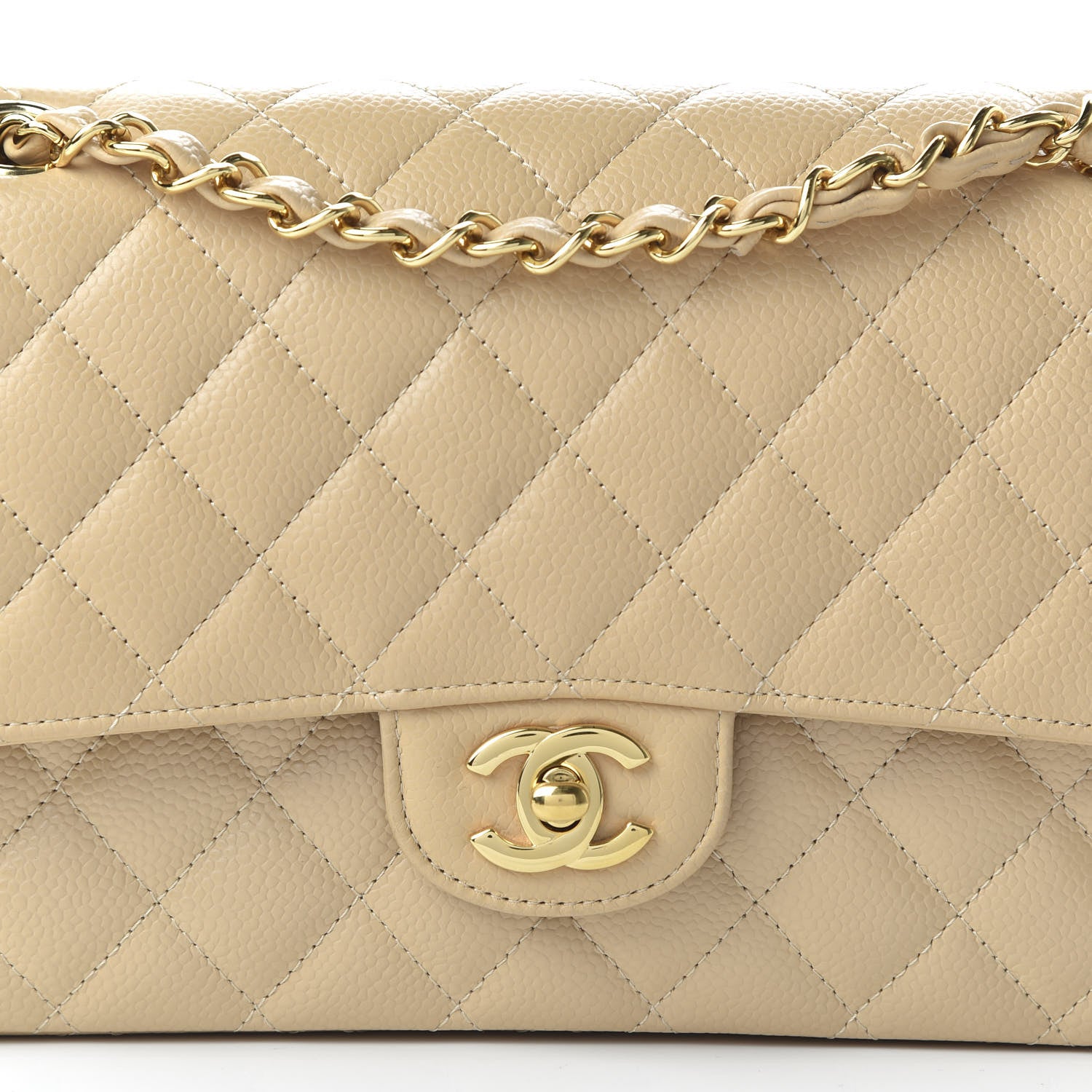 Chanel Caviar Quilted Medium Double Flap Beige Clair 11 of 11
