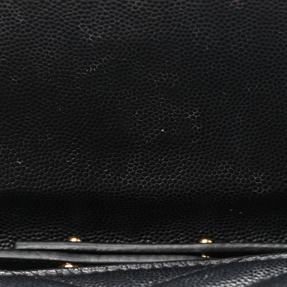 Saint Laurent Grain De Poudre Matelasse Chevron Monogram Chain Wallet Black 11 of 12