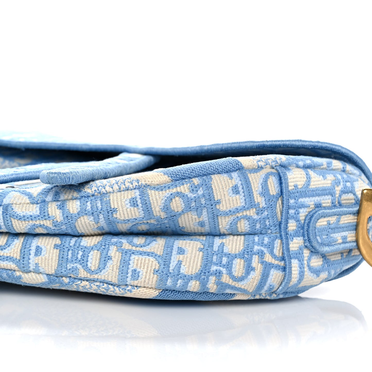 Oblique Embroidered Saddle Bag Cornflower Blue