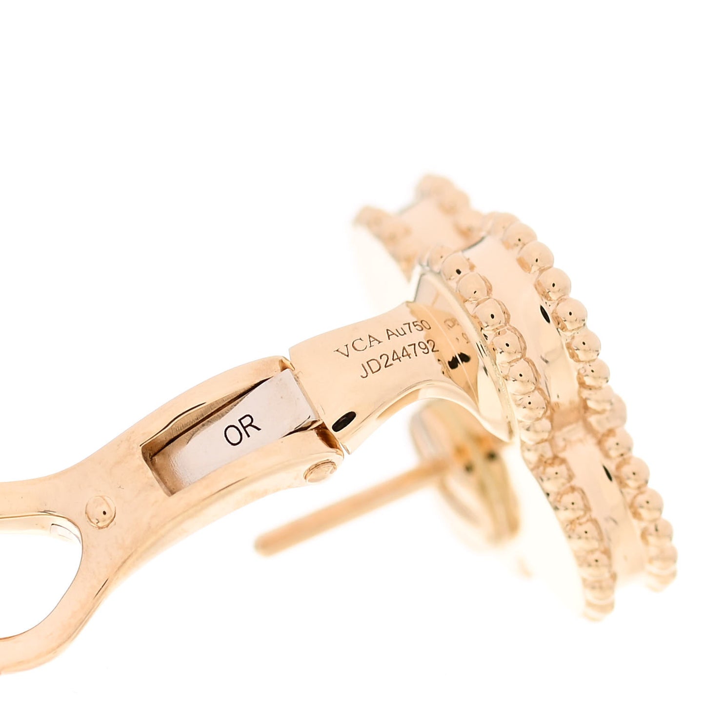 18K Yellow Gold Guilloche Vintage Alhambra Earrings