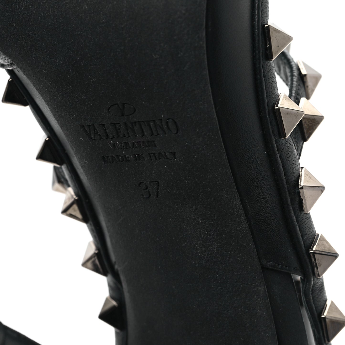 Calfskin Nappa Rockstud Ankle Strap 100mm Pumps 37 Black