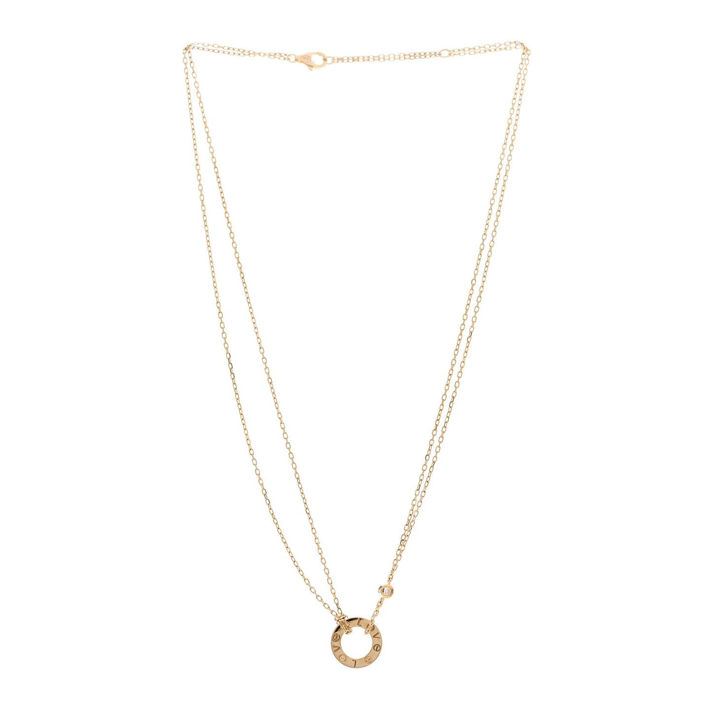 18K Yellow Gold 2 Diamond LOVE Necklace