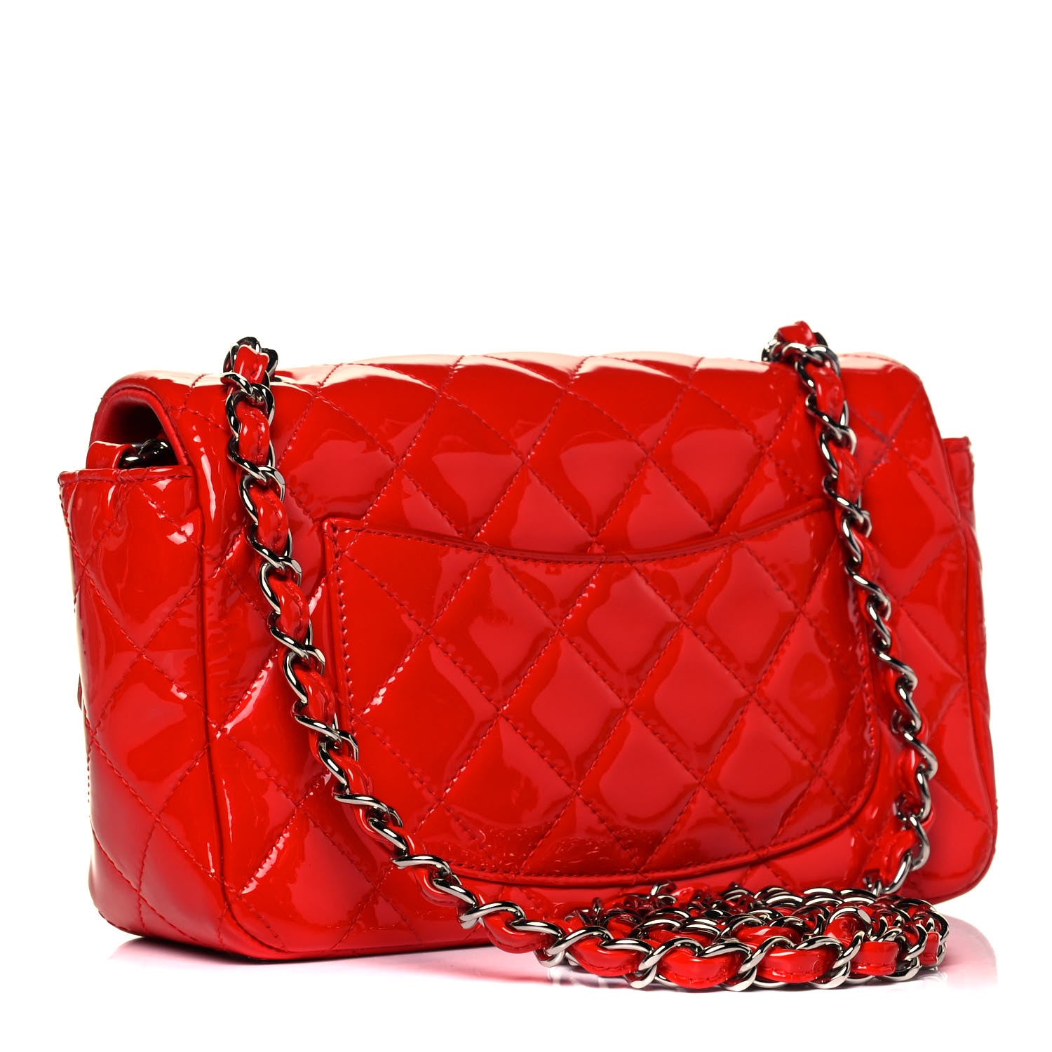 Chanel Patent Calfskin Quilted Mini Rectangular Flap Red 3 of 9