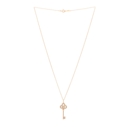 Tiffany 18K Rose Gold Diamond Mini Crown Key Pendant Necklace 3 of 6